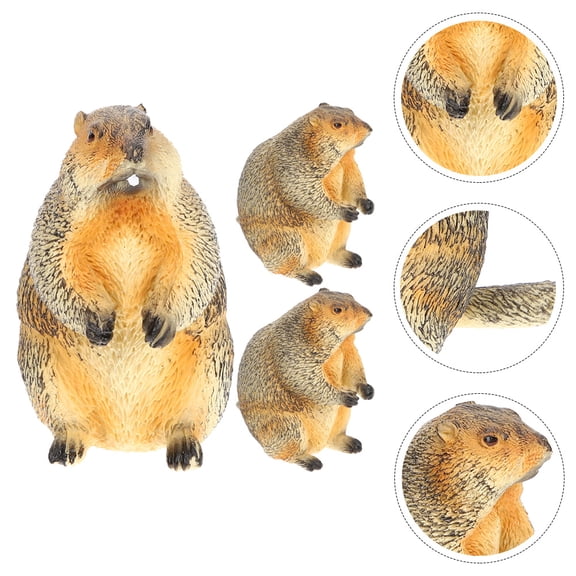 PBPBOX 3pcs Cute Animal Statue Groundhog Day Figurine Multi Teaching Prop Bedside Table