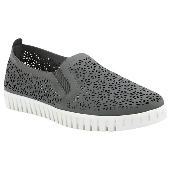 JSport Ladies' Floral Slip On Shoes (Charcoal, 7)