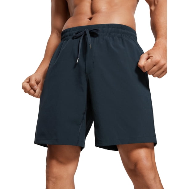 Shorts CRZ YOGA para Hombre, Secado Rápido con Bolsillos, Azul Marino 7"
