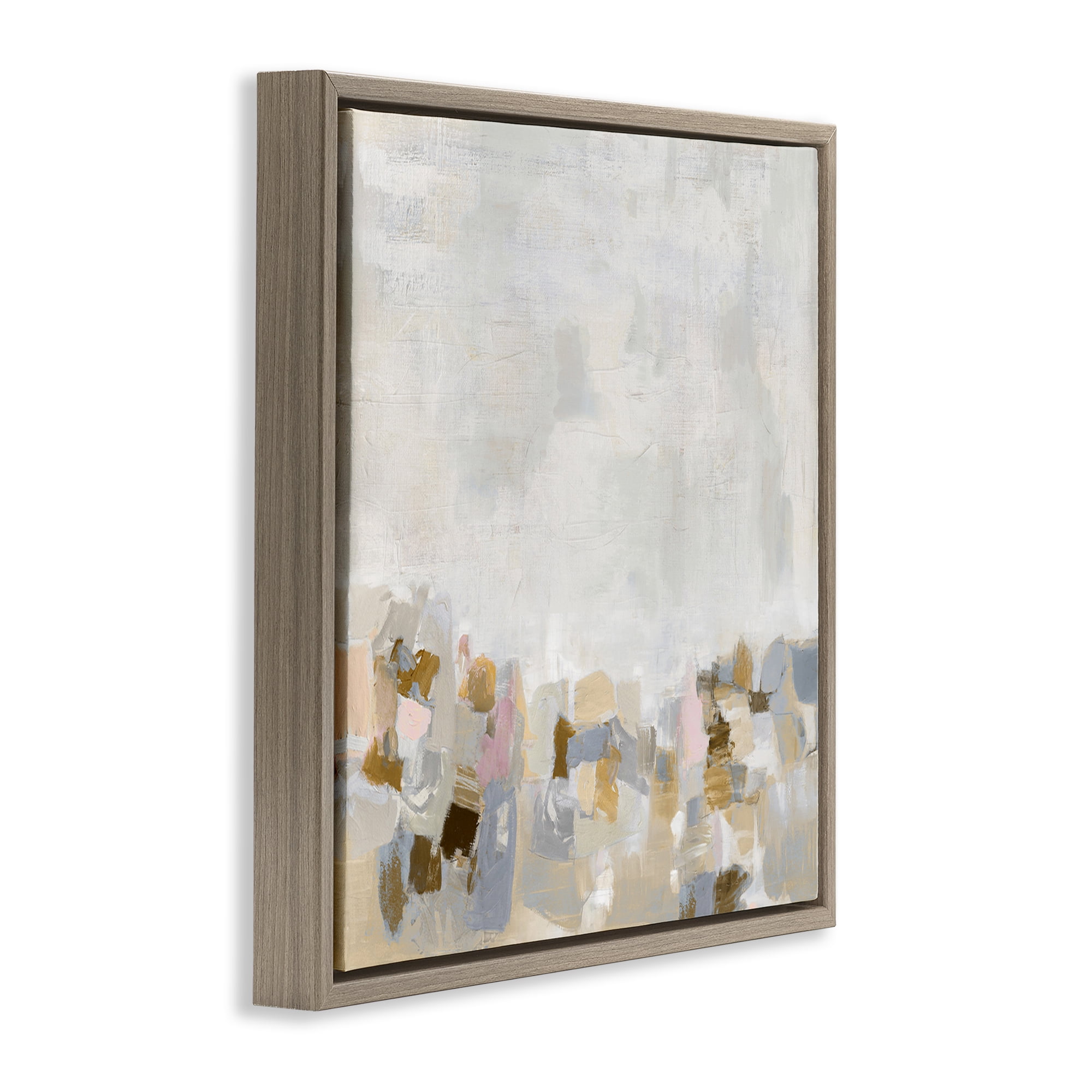 Stupell Industries Rustic Beige & Grey Abstract Painting Brown Floater Framed Canvas Art Print Wall Art, 18 x 18