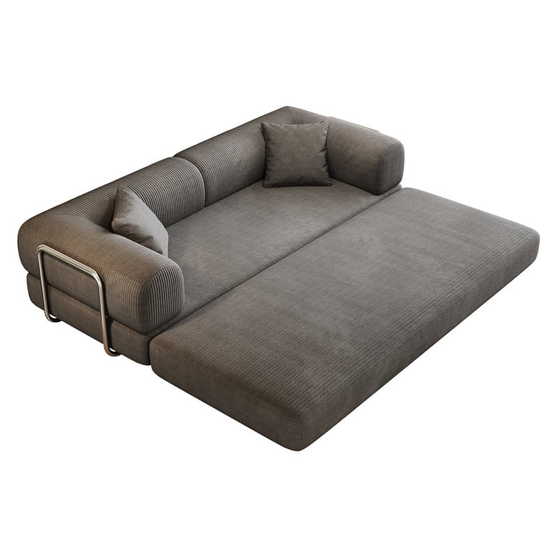 78.8" Convertible Sleeper Sofa Bed, Corduroy Folding Modern Boneless Couch Compression Sofa in Box, Floor Sofa Loveseat with Support Rods