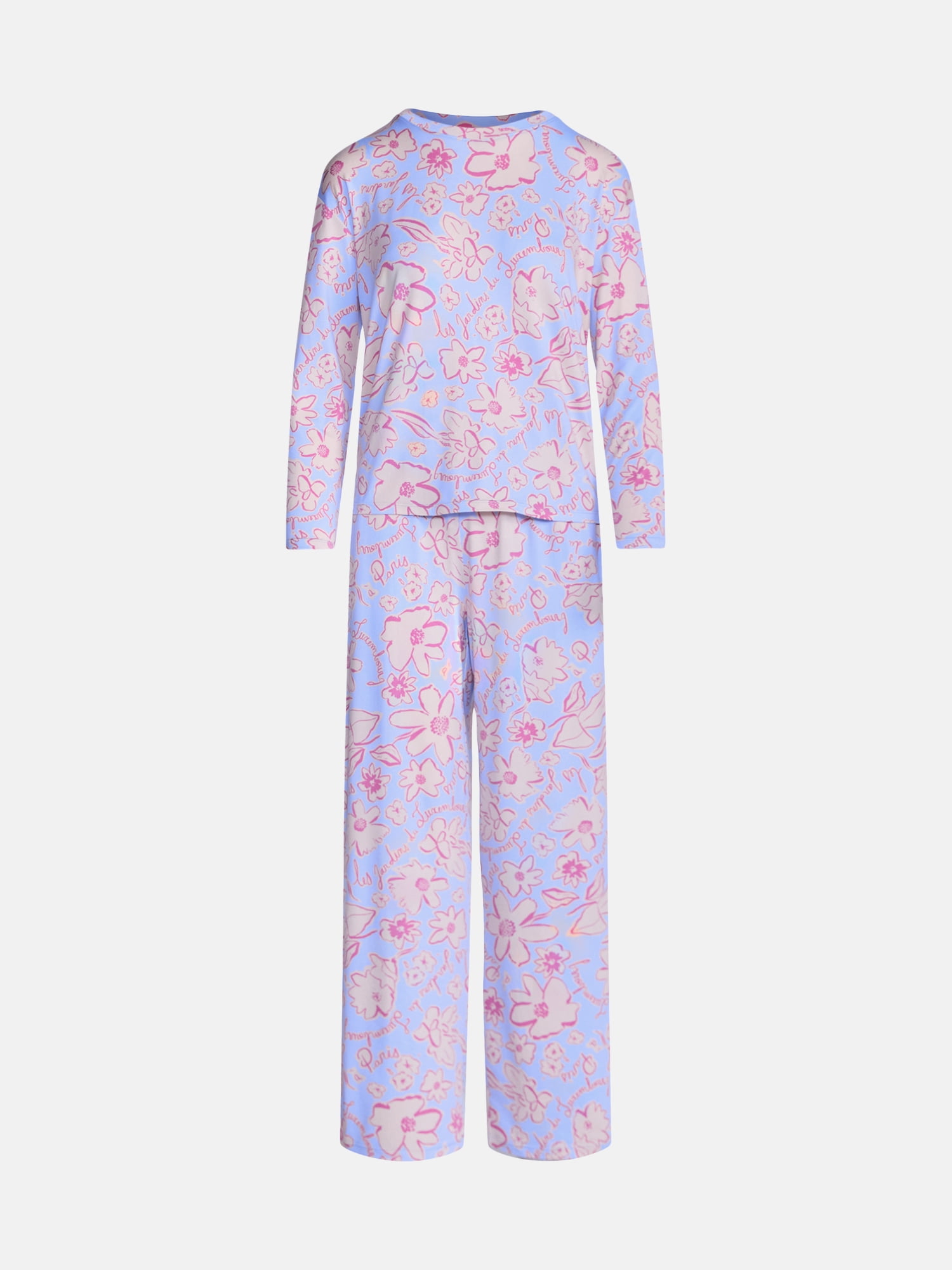 Joyspun Women's Essential Sleep Top and Pants, 2-Piece Pajama Set, Sizes XS-3X