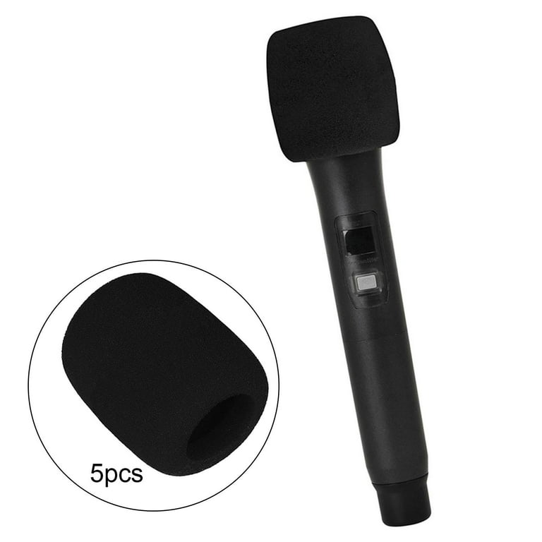 5x Breathable Foam Mic Cover Protector Black Noise Reduction Handheld  Windscreen for Performance Karaoke Stage Indoor Outdoor KTV 