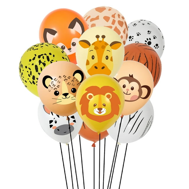 Set de globos de látex Jungle Animal, 12 pulgadas, 9 unidades, para fiestas
