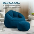 thumbnail image 3 of DreamBuck Bean Bag Chair for Adult, Microfiber Upholstered Bean Bag Sofa with Petal Back, Shell-Shaped Beanbag Chair with Footstool, Memory Foam Stuffed Lazy Sofa for Living Room, Bedroom (Blue), 3 of 7