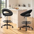 thumbnail image 2 of BESTFAIR Office Drafting Chair - Bar Stools with Back Support, Adjustable Foot Rest and Wheels, Shop Rolling Swivel Chair for Standing Desk Counter Kitchen Salon Home Vanity, Black 2 Pack, 2 of 18