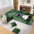 thumbnail image 2 of Kelyda 104'' Modular L-Shaped Sectional Sofa, Modern Memory Foam Deep Seat Corduroy Boneless Cloud Couch Green, 2 of 8