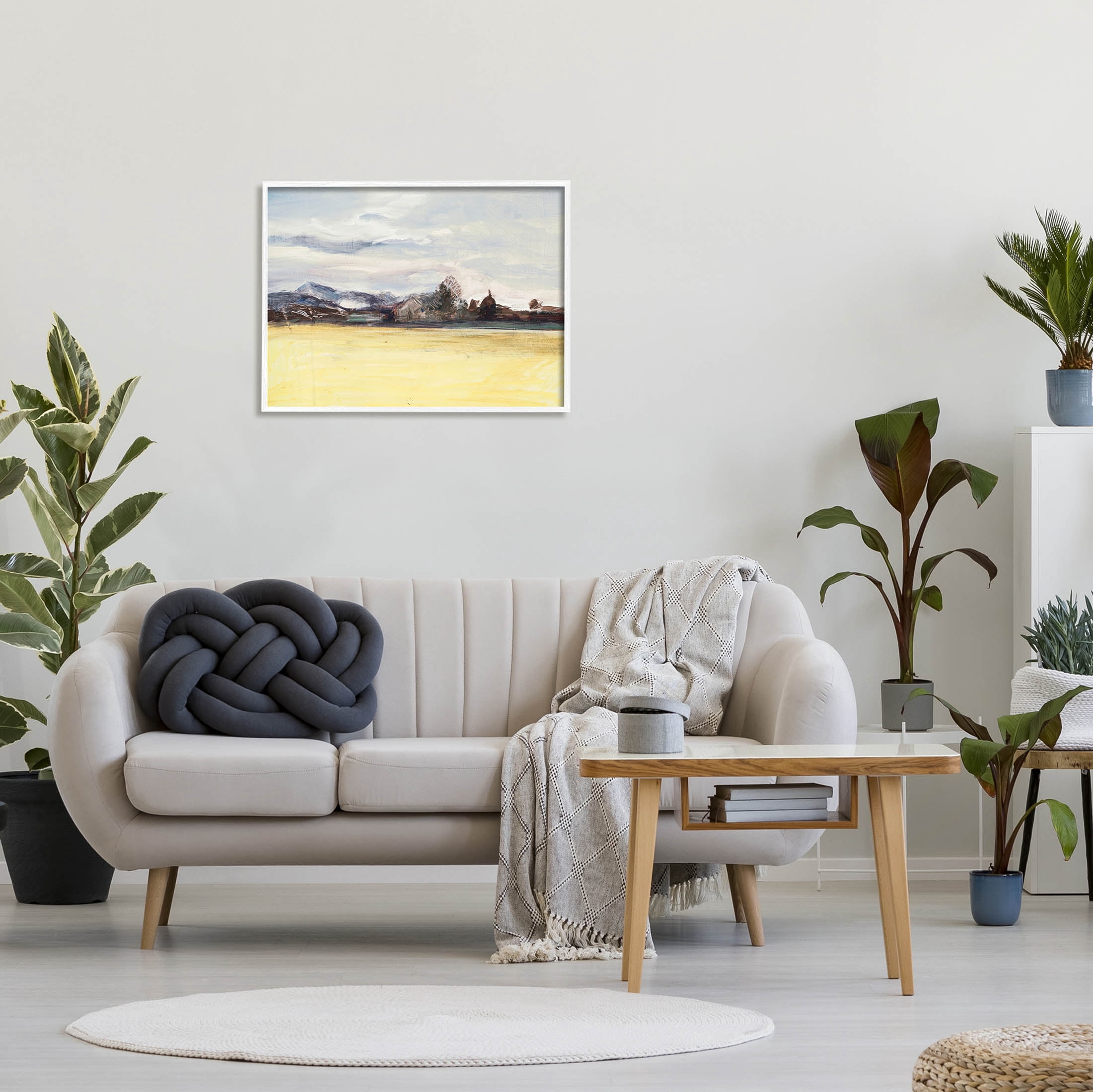 Stupell Industries Abstract Distant House Scenery Painting White Framed Art Print Wall Art, Design by Stacy Pollard
