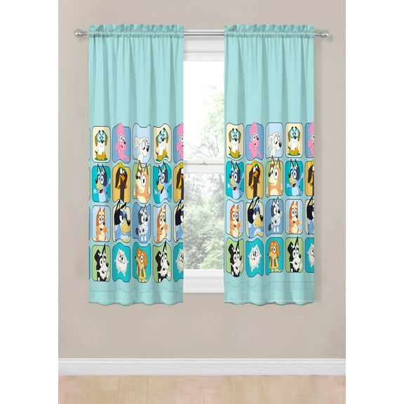 Bluey Friends Forever 2 Panels Drapes Set - 63 Inch Long - Official Bluey Home Décor