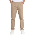 thumbnail image 2 of HAOTAGS Kids School Uniform Pants,Breathable Solid Color Elastic Waist School Causal Pants Khaki 7-8T, 2 of 5