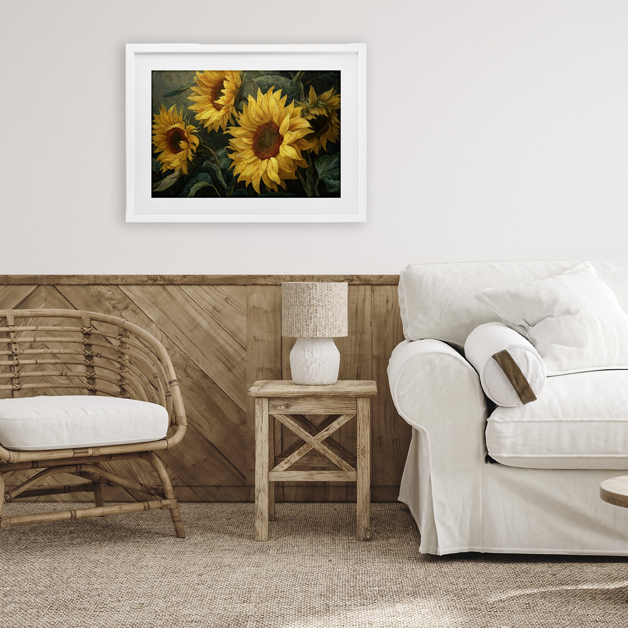 Stupell Industries Sunflowers For The Soul White Framed Print Under Glass, design by Tina LeCour