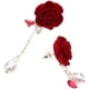 thumbnail image 4 of KAKOWELY par de pendientes largos asimétricos con borlas y perlas, pendientes de flores para mujer, 4 of 5