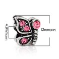 thumbnail image 3 of Pink Rhinestone Butterfly Charm Bead for Snake Chain Charms Bracelet, 3 of 3
