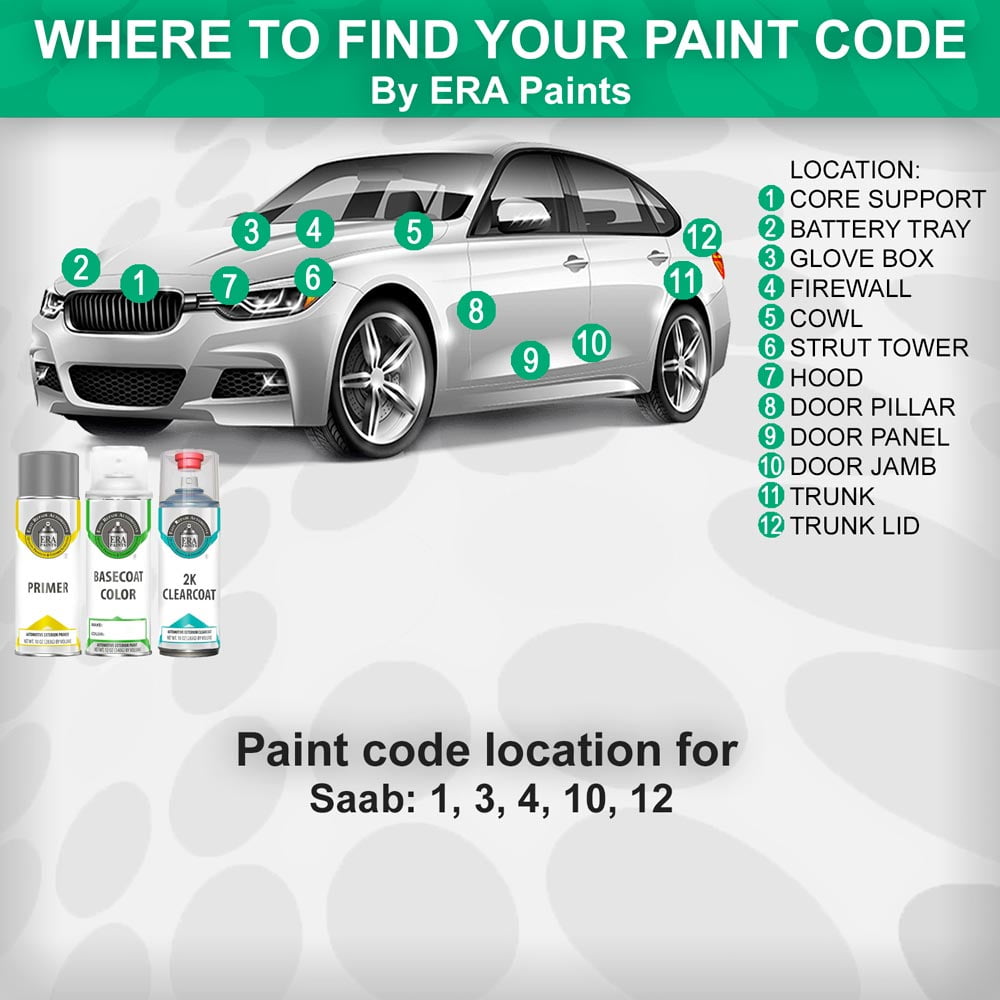 ERA Paints 311/GAH - Glass Gray Metallic for SAAB Exact Match Spray Paint Spray - Pro Kit w/ 2K SprayMax Clearcoat