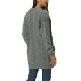 thumbnail image 3 of INSPIRE CHIC Women's Fall Winter Long Sleeve Cable Knit Open Front Sweater Cardigan with Pockets S Grey, 3 of 6