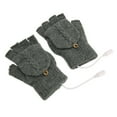thumbnail image 2 of Heated Computer Gloves, Half Fingerless Flip USB Hand Gloves Knitted  For Office Dark Gray, 2 of 8