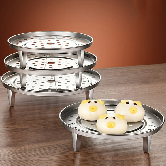 ETHZZLE Round Cooking Steamer Rack Plate Stainless Steel with Three Removable Legs