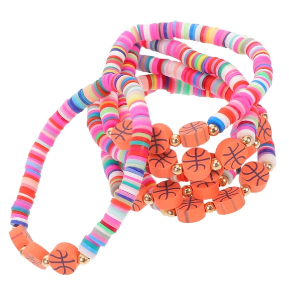 OULII Beaded Basketball Bracelets Multi-Color Soft Clay for Decor Use 6Pcs