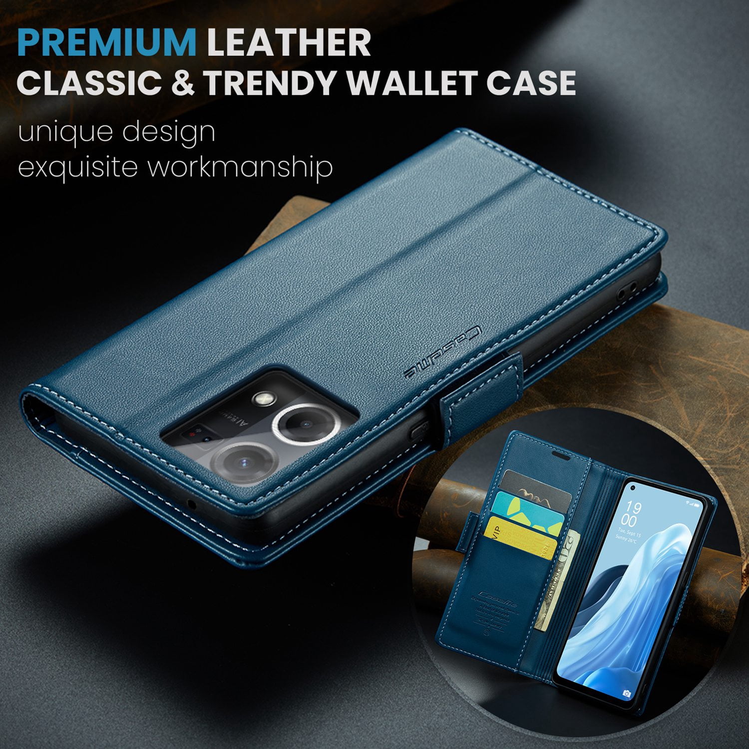 ETFAST Leather Phone Case Wallet With Card Holder Zipper For OPPO Reno 8 4G High Quality Leather Phone Case