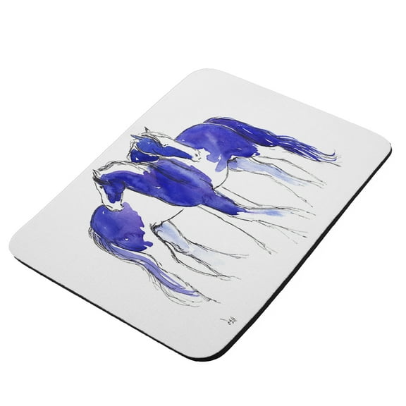 Piebald Gypsy Cobs in Purple and Blue Abstract Horse Art by Denise Every - KuzmarK Mousepad / Hot Pad / Trivet