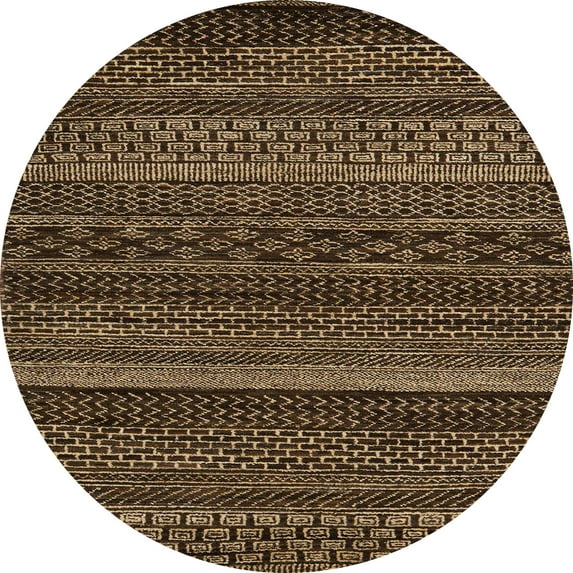 Ahgly Company Machine Washable Indoor Round Abstract Night Red Area Rugs, 4' Round