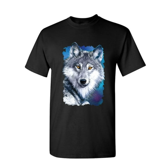 Tee Hunt White Wolf Head T-Shirt Into The Wild Wildlife Howl Wolf Pack Mens Shirt