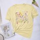 thumbnail image 3 of Camisetas de Verano de Mujer Pequeña Flor Impresa Cuello Redondo Manga Corta Superior, Verano Superior de las Mujeres, 3 of 4