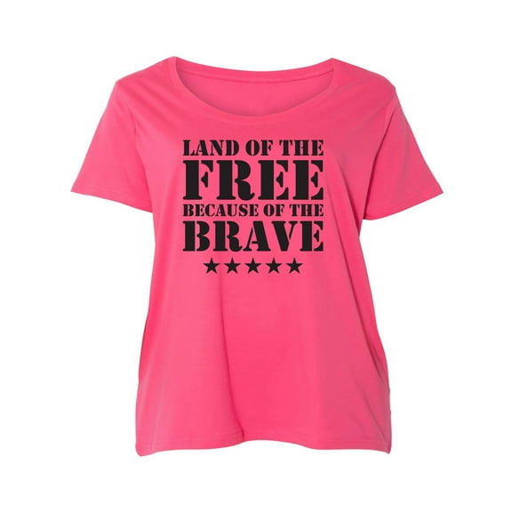 Land Of The Free Womens Plus Size Scoopneck Tee