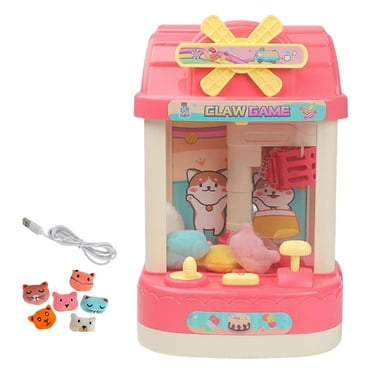 Machine Doll Machine Lightweight with 6 Dolls Claw Toy Reusable Retro Pink