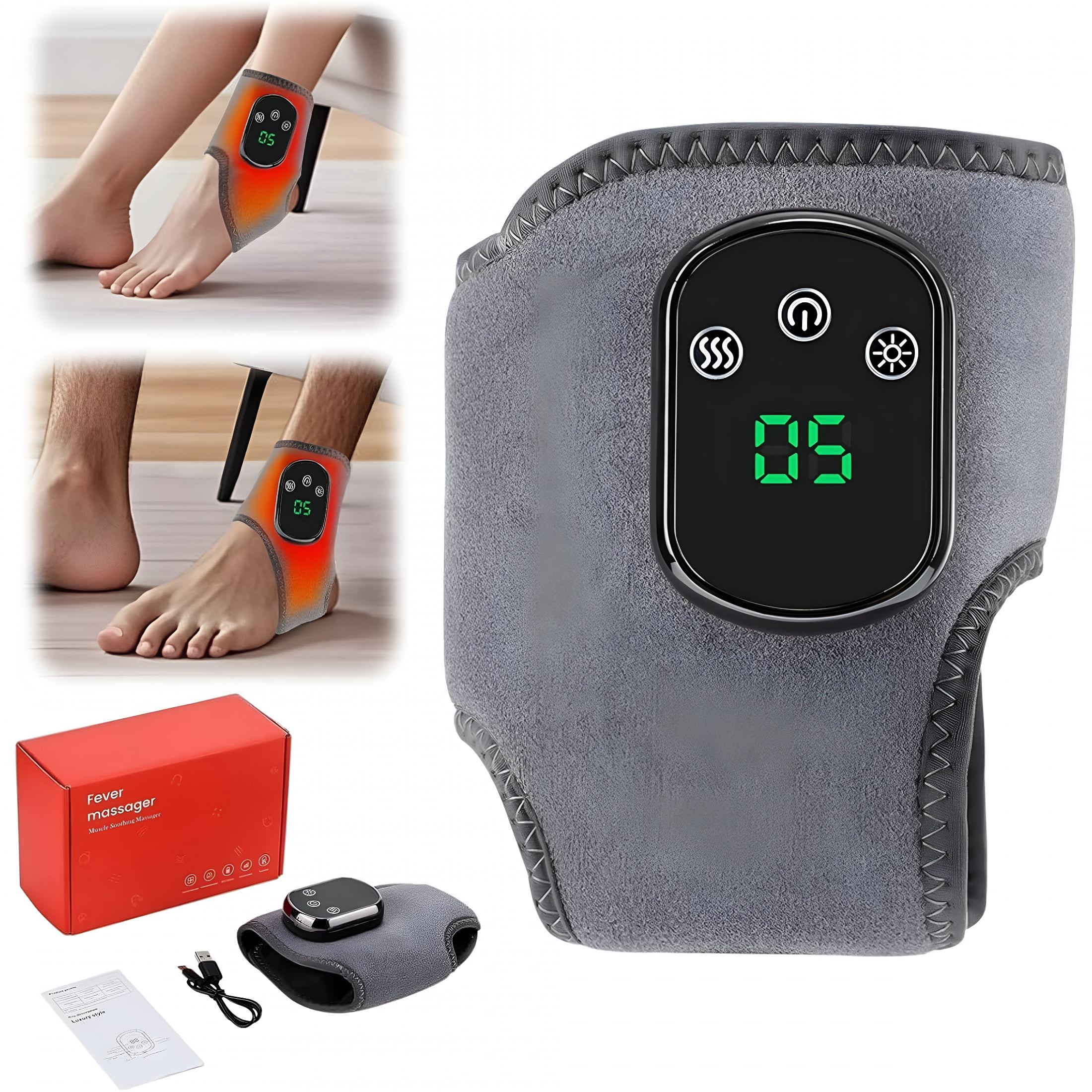 XIRQI Foot Massager-3 in 1 Foot Massager Cordless Heated Ankle Wrap with 3 Vibration Modes&5 Heat Levels,Relief for Neuropathy,Tendinitis&Plantar Fasciitis