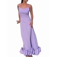 thumbnail image 2 of Womens Fashion Spaghetti Strap Flowy A-Line Dress with 3D Floral Appliques Party Maxi Gown Violet L, 2 of 9