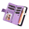 thumbnail image 4 of Multifunctional Case for Moto G Power 2021,[RFID Blocking] 9 Credit Cards Holder Wrist Strap, Premium PU Leather Zipper Wallet Purse Magnetic Flip Phone Cover for Motorola Moto G Power 2021, Purple, 4 of 12