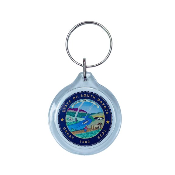 Round Acrylic Keychain - State Seal South Dakota - USA | Lightweight Travel Keepsake, Collectible Souvenir, Everyday Key Accessory