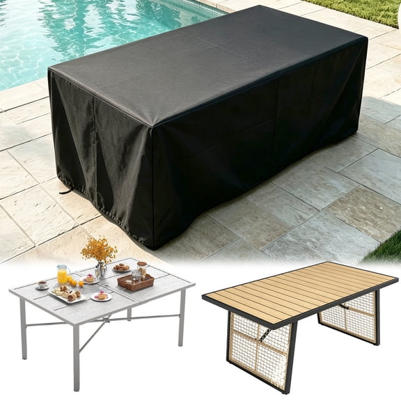 Patio Furniture Cover, Outdoor Table Cover, Waterproof UV Resistant Dust Protector with Drawstring for Outdoor Dining Table & Chair Set(84"x52"x29")