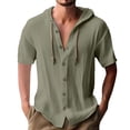 thumbnail image 1 of Playera Elvqul de Caballero Verde del Ejército Manga Corta de Color Sólido Mayor Cuello Redondo, 1 of 5