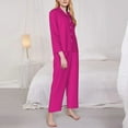 thumbnail image 4 of Disketp Pajamas Set Long Sleeve Sleepwear Womens Button Down Nightwear Pj Sets-Darkmagenta, 4 of 9