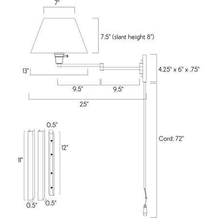 

Kira Home Cambridge 14.5 Swing Arm Wall Lamp - Plug in/Wall Mount Opaque Paper Shade 150W 3-Way + Cord Covers Black Finish 2-Pack
