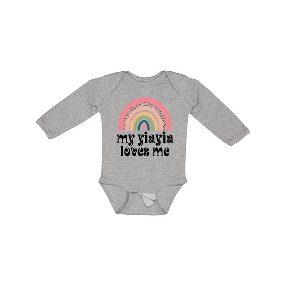Inktastic My Yiayia Loves Me Granddaughter Rainbow Girls Long Sleeve Baby Bodysuit