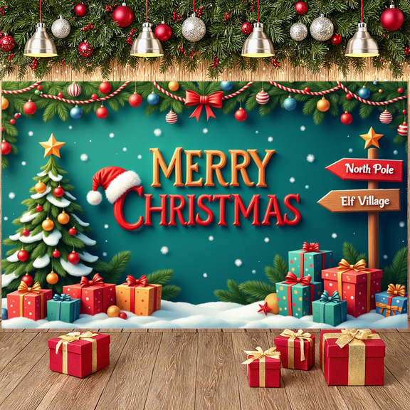 Polka Dot Design Christmas Gift Banner for Holiday Celebration Indoor Decoration Party Setting Festive Decor