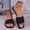 Black, variant on Women's Rhinestone Slippers, Rhinestone Soft Leather Fashionable Strappy Outerwear Style Gold