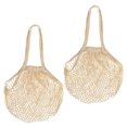 thumbnail image 1 of Bolsa de malla de algodón Unique Bargains 14.96x12.2 Larga Asa Reutilizable Lavable Beige Blanco 2uds, 1 of 7