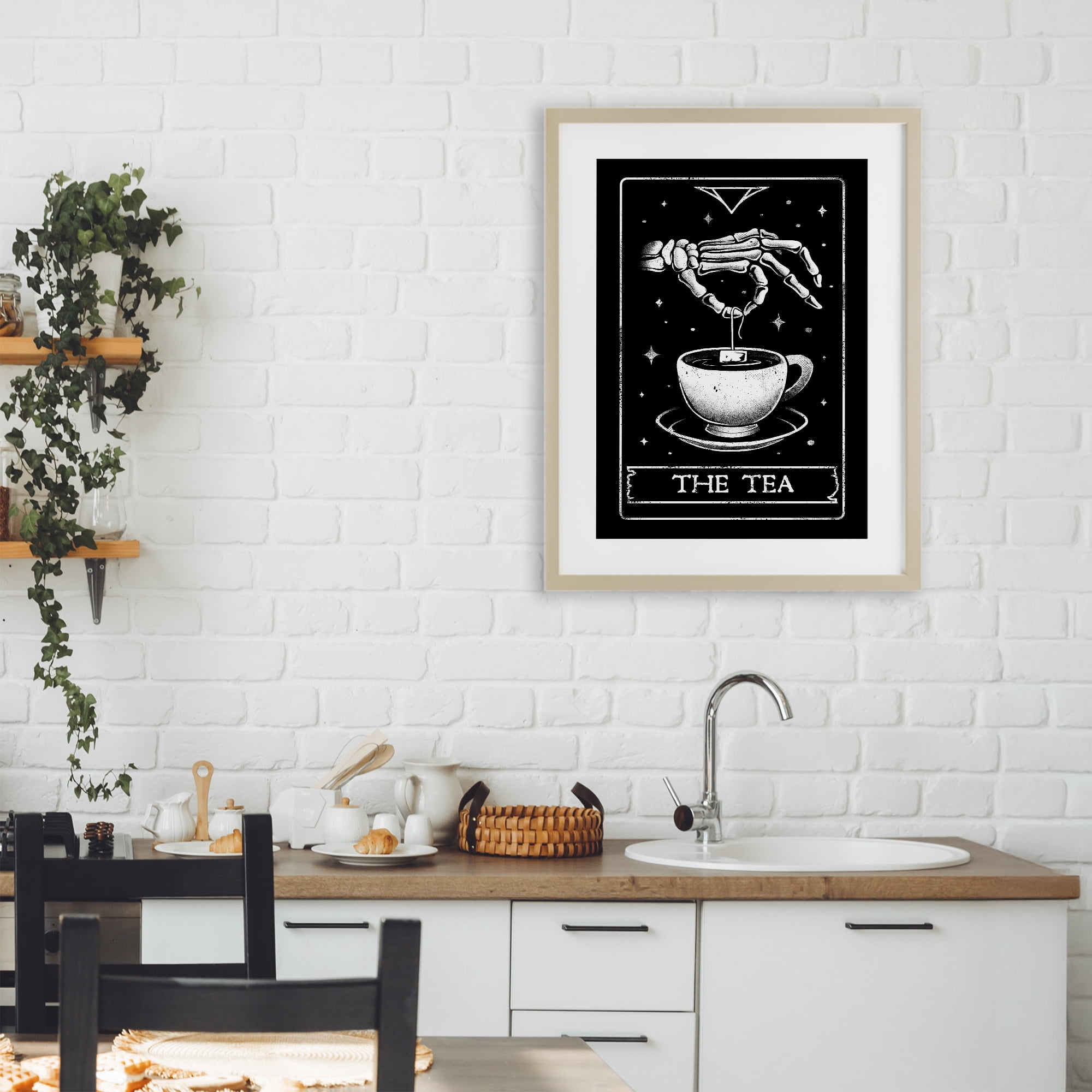 Stupell Industries The Tea Skeleton Tarot Birch Framed Print Under Glass, design by EduEly Designs