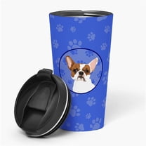 Carolines Treasures WDK1096TBL215 7.25 x 3.5 in. Unisex French Bulldog White No.2 Stainless Steel 16 oz Tumbler, Blue