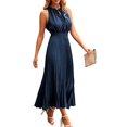 thumbnail image 2 of OSOLU Solid Color Women Sleeveless Pretty Midi Summer V-Neck Dot Ruffle Sleeveless A-Line Beach Sun Dress Boho Sundress Dresses For Women 2025 Elegant Classy, 2 of 5