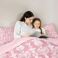 thumbnail image 5 of jejeloiu Rustic Victorian Floral Full Size Comforter Sets,Boho Exotic Style Bedding Comforter Set,Pink Damask Jacquard Bedding Sets For Adult,Luxury Bedroom Decor Reversible,3pcs, 5 of 8