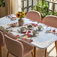 thumbnail image 3 of Blue Christmas Table Cloths for 6 Foot Rectangle Tables, Red Snowman Xmas Tree Snowflake Winter Patio Waterproof Elastic Fitted Tablecloths, Washable Rectangular Table Cover for Camping, 3 of 8