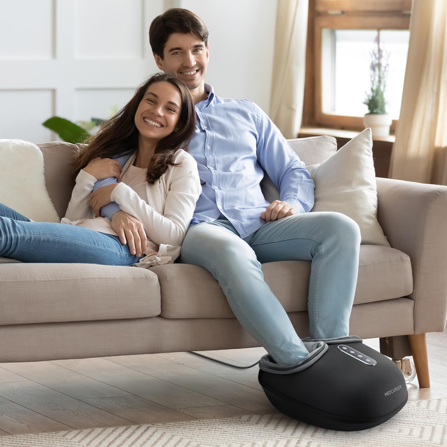 Heated Foot Massager with Shiatsu Kneading and  Pressure for Tired Muscles Relief