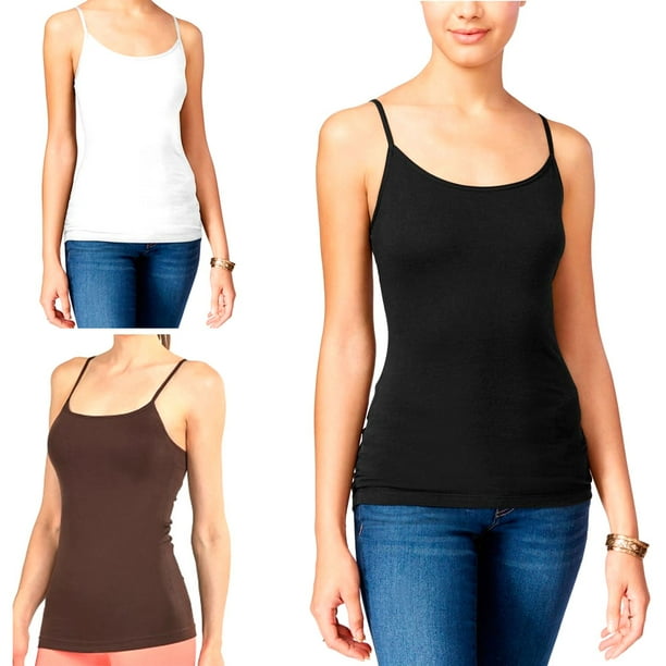 Alltopbargains 3pc Tank Top Seamless Long Stretch Tunic Slip Camisole Layering Spandex Cami Tee Walmart Com Walmart Com