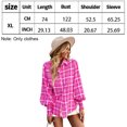 thumbnail image 2 of Blusas para mujer a la moda, camisa a cuadros con botones y cuello en V, manga larga, tallas S-XL, 2 of 6