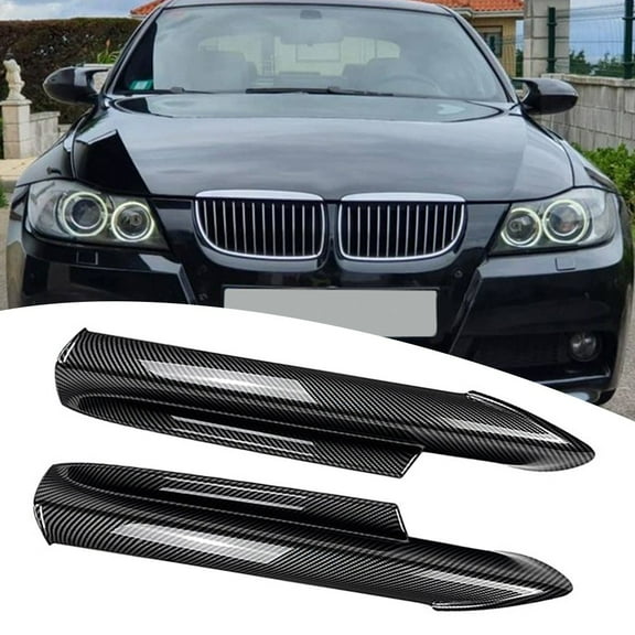 2Pcs Front Bumper Lip Splitter Flap For BMW 3 Series E90 E91 320i 330i 2005-2008 Front Corner Welt Modification Gloss Black Carbon Fiber
